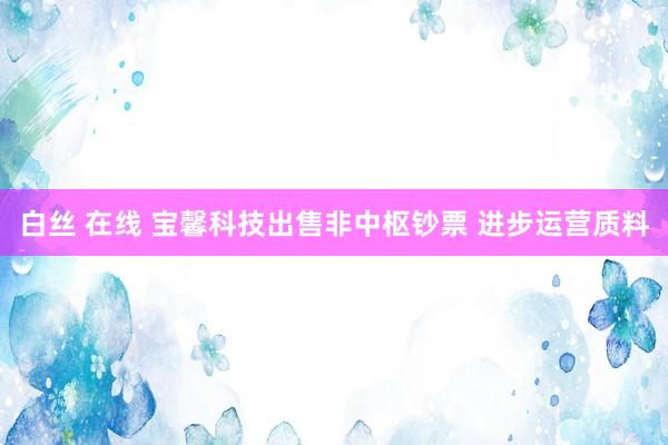 白丝 在线 宝馨科技出售非中枢钞票 进步运营质料