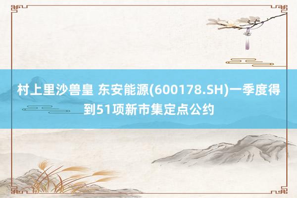 村上里沙兽皇 东安能源(600178.SH)一季度得到51项新市集定点公约